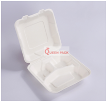 Hộp bã mía 3 ngăn liền - Bao Bì Thực Phẩm Queen Pack - Công ty TNHH Queen Pack